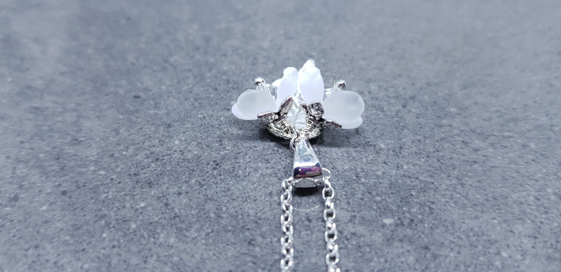 Flower Necklace, Clear PRIMERO Crystals®, White Blossom, Special Occasion Earrings, Crystal Flower Earrings, Matching Earrings Available