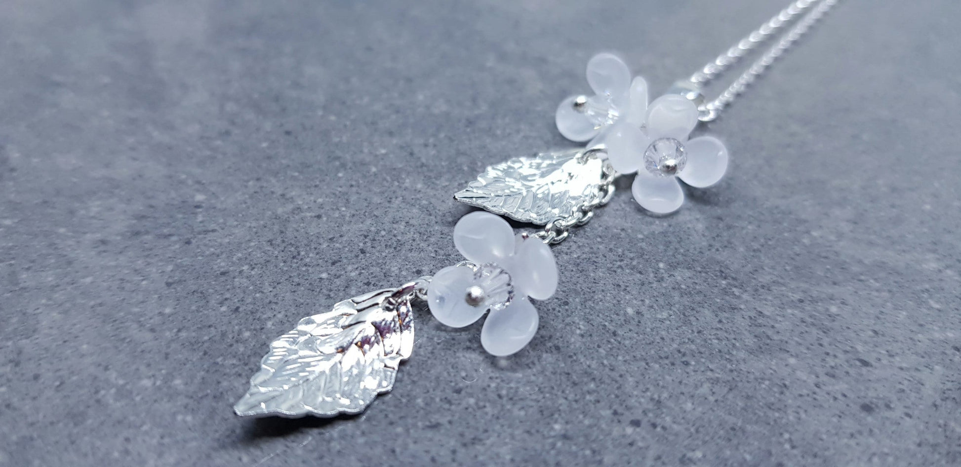 Flower Necklace, Clear PRIMERO Crystals®, White Blossom, Special Occasion Earrings, Crystal Flower Earrings, Matching Earrings Available