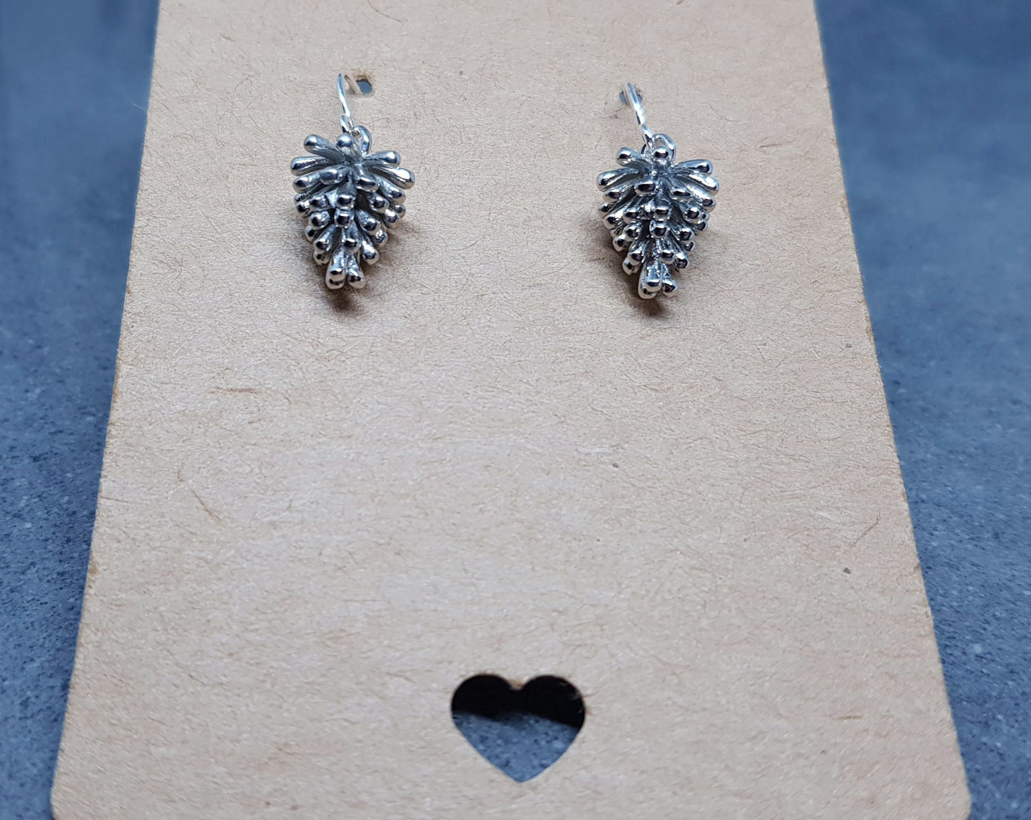 Silver Pinecone Earrings, Autumn Jewelry, Fall Gifts, Real Platinum Plated, Choice of Ear Wires