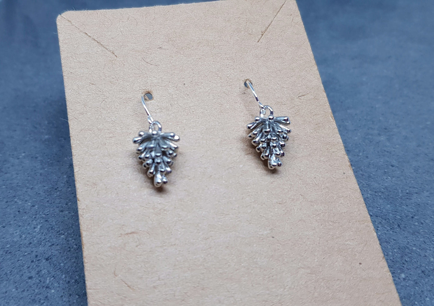 Silver Pinecone Earrings, Autumn Jewelry, Fall Gifts, Real Platinum Plated, Choice of Ear Wires