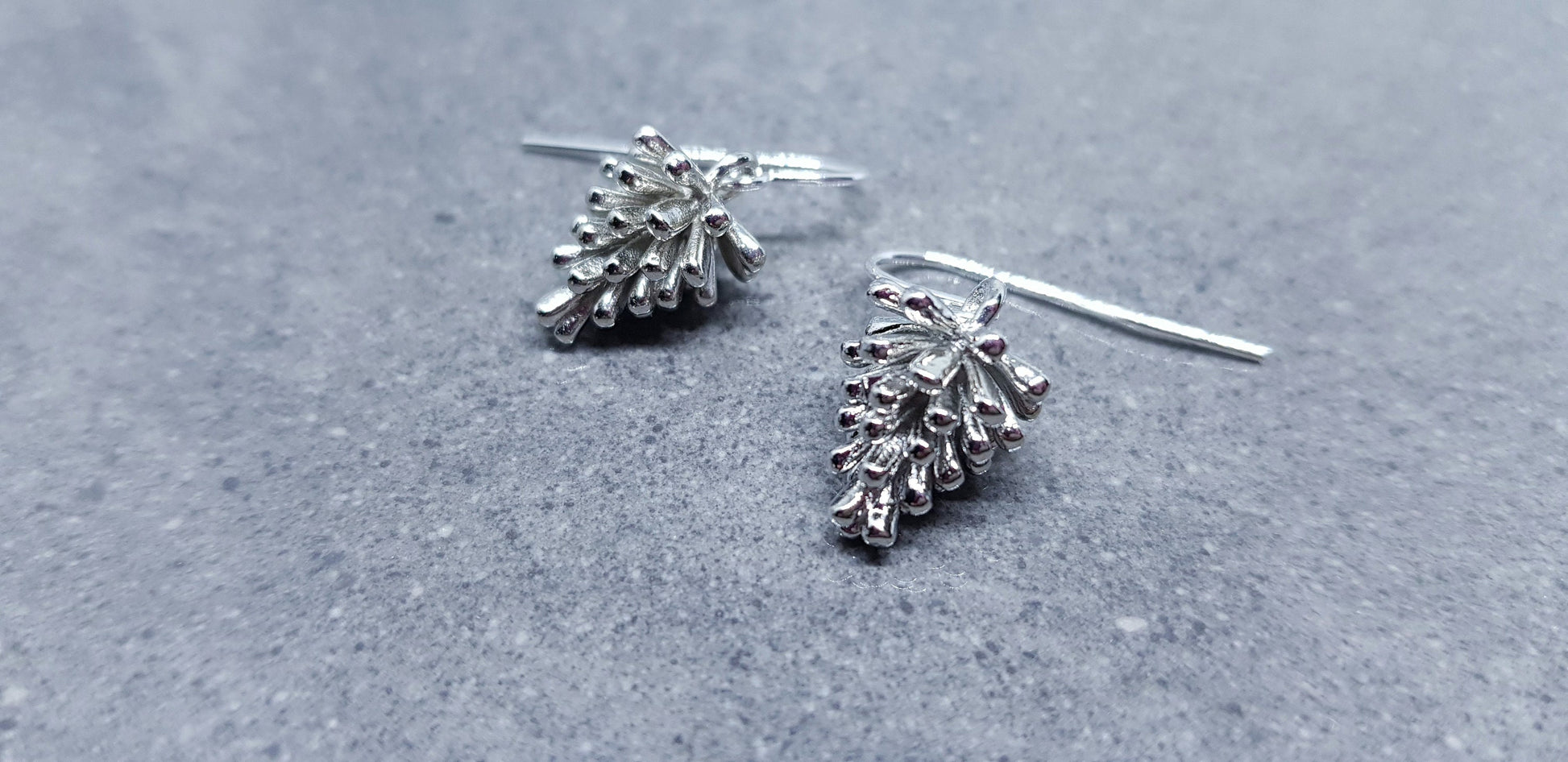 Silver Pinecone Earrings, Autumn Jewelry, Fall Gifts, Real Platinum Plated, Choice of Ear Wires