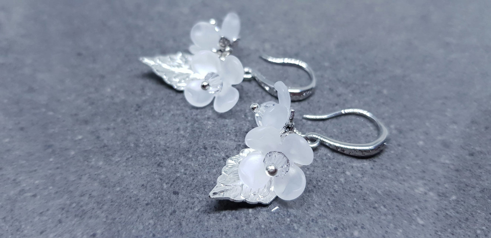 Flower Necklace, Clear PRIMERO Crystals®, White Blossom, Special Occasion Earrings, Crystal Flower Earrings, Matching Earrings Available