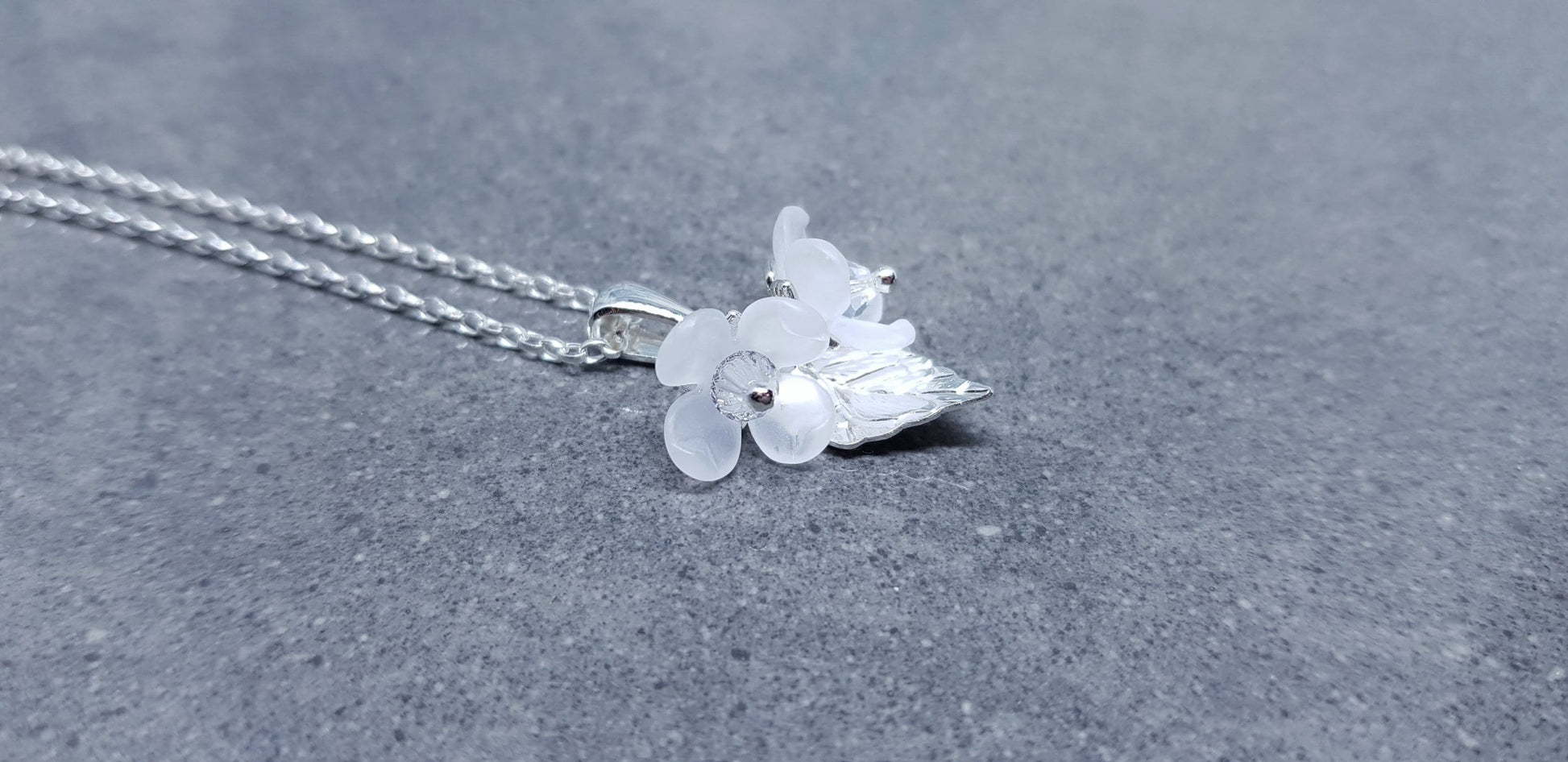 Flower Necklace, Clear PRIMERO Crystals®, White Blossom, Special Occasion Earrings, Crystal Flower Earrings, Matching Earrings Available