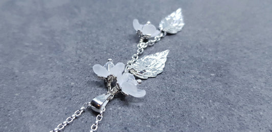 Flower Necklace, Clear PRIMERO Crystals®, White Blossom, Special Occasion Earrings, Crystal Flower Earrings, Matching Earrings Available